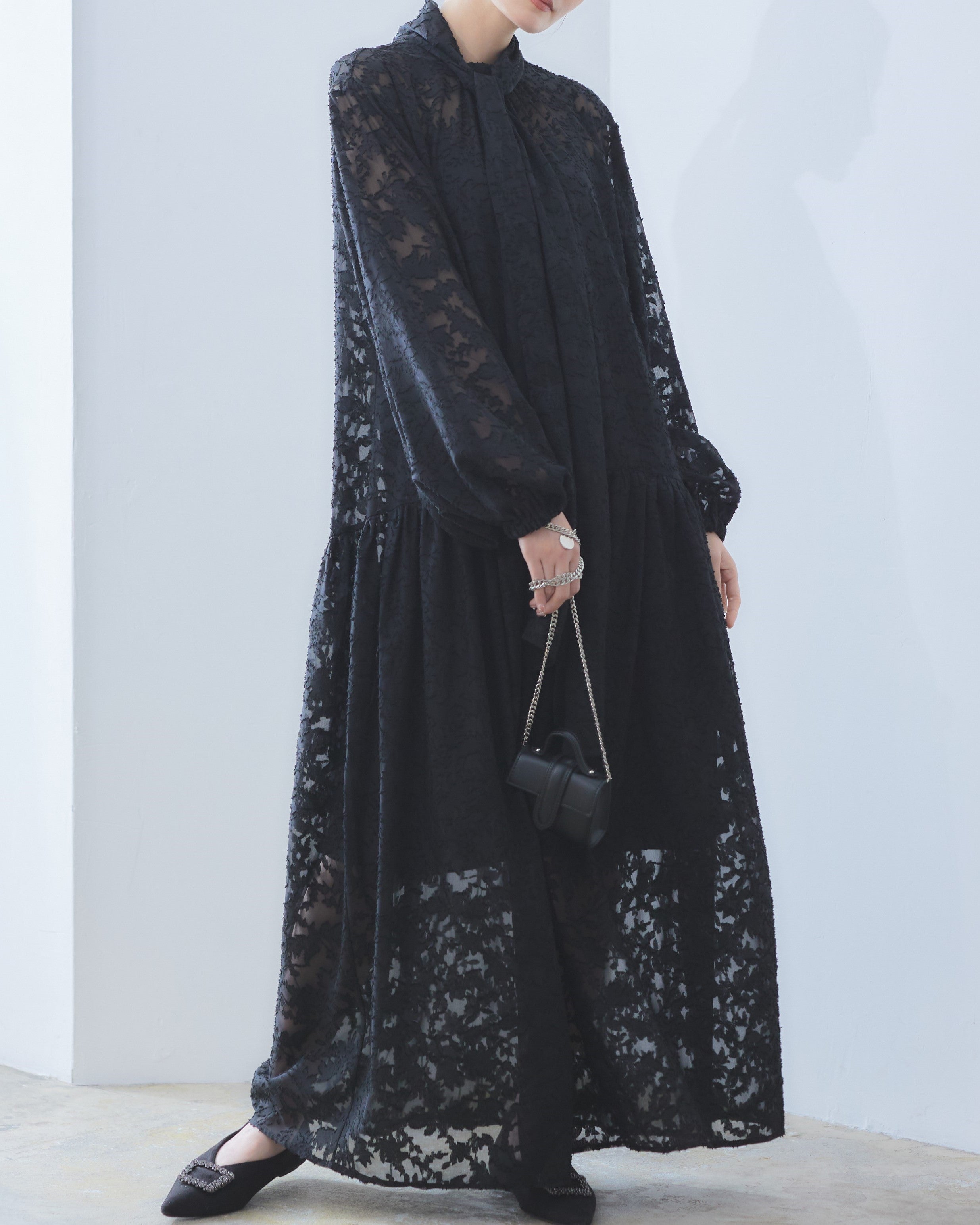 Sheer Jacquard Dress